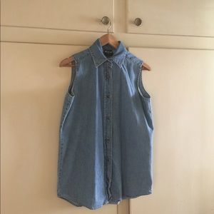 Denim Sleeveless Button Up